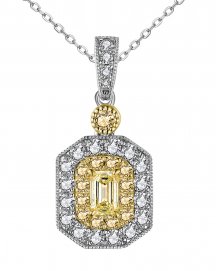 MULTI TONE EMERALD CUT DIAMOND PENDANT (TP2777)
